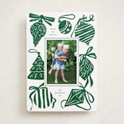 "Bauble & Bow" - Holiday Cards in Fir by Corinne Malesic - Front