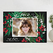 "Leafy Berries" - Holiday Cards in Charcoal by Alethea and Ruth - Front