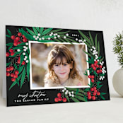 "Leafy Berries" - Holiday Cards in Charcoal by Alethea and Ruth - Folded Card
