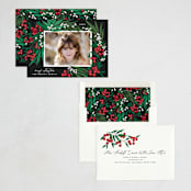"Leafy Berries" - Holiday Cards in Charcoal by Alethea and Ruth - Assembled