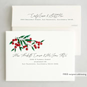 "Leafy Berries" - Holiday Cards in Charcoal by Alethea and Ruth - FREE Recipient Addressing