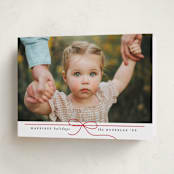 "Petite Bow" - Holiday Cards in Poinsettia by Erica Krystek - Folded Card