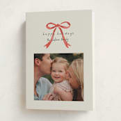 "Painted Bow" - Holiday Cards in Peppermint by Laura Hankins - Folded Card