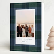 "Felted Plaid" - Holiday Cards in Blue Spruce by Susan Zinader - Folded Card
