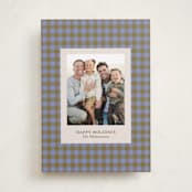 "Cozy Gingham" - Holiday Cards in Blueberry by Beth Vassalo - Front