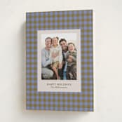 "Cozy Gingham" - Holiday Cards in Blueberry by Beth Vassalo - Folded Card