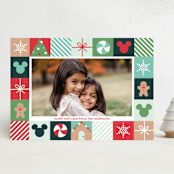 "Disney's Mickey Mouse Holiday Border" - Holiday Cards in Teal by Annie Holmquist - Front