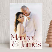 "Merry & Married" - Holiday Cards in Mulled Wine by Hudson meet Rose - Front