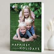 "Happy moments" - Holiday Cards in Cotton by Stacey Meacham - Folded Card