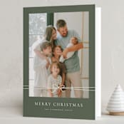 "Delicate Ribbon" - Holiday Cards in Balsam by Wildfield Paper Co - Folded Card