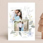 "Wintertime Blossoms" - Holiday Cards in Blue Frost by Oscar and Emma - Karly Depew - Front