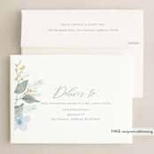 "Wintertime Blossoms" - Holiday Cards in Blue Frost by Oscar and Emma - Karly Depew - FREE Recipient Addressing