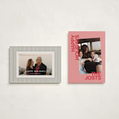 "Angled" - Holiday Cards in Berry by Inkblot Design - Photo Orientation Options