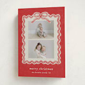 "Brushed Bow" - Holiday Cards in Cranberry by Kercia Jane - Folded Card