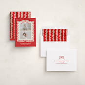 "Brushed Bow" - Holiday Cards in Cranberry by Kercia Jane - Assembled
