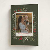 "Holly + Olive" - Holiday Cards in Wreath by Wildfield Paper Co - Folded Card
