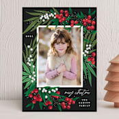 "Leafy Berries" - Holiday Cards in Charcoal by Alethea and Ruth - Front