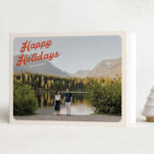 "Vintage Postcard" - Holiday Cards in Poinsettia by Morgan Kendall - Folded Card