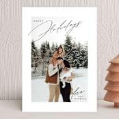 "Holiday Script" - Holiday Cards in Snowfall by Angela Thompson - Front
