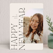 "Joy and Cheer" - Holiday Cards in Coal by Leah Bisch - Front