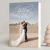 "Angled Script" - Holiday Cards in Snow by Hooray Creative - Folded Card