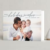 "Scripty Holiday Wishes" - Holiday Cards in Midnight Clear by Kristen Magee - Folded Card