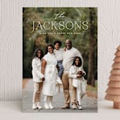 "Simple Surname" - Holiday Cards in Snowflakes by Ekko Studio - Front