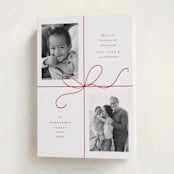 "Bow Two" - Holiday Cards in Peppermint by Emily Betts - Folded Card
