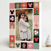 "Disney's Mickey Mouse Holiday Border" - Holiday Cards in Holly by Annie Holmquist - Folded Card
