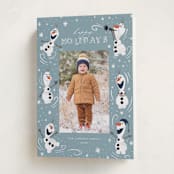 "Disney's Frozen Olaf Holiday Fun" - Holiday Cards in Ice by Orasie - Folded Card