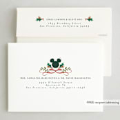 "Disney's Mickey Head Photo Frame Wreath" - Holiday Cards in Evergreen by Becky Nimoy - FREE Recipient Addressing