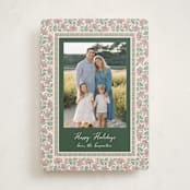 "Floral block print" - Holiday Cards in Forest by Creo Study - Front
