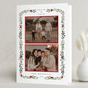 "Peace & Love" - Holiday Cards in Crimson by Susan Moyal - Folded Card