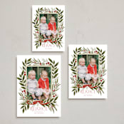 "Snowberry Wreath" - Holiday Cards in Poinsettia by Wildfield Paper Co - Formats Available