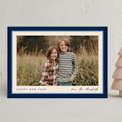 "Ribbon Frame" - Holiday Cards in Navy by Carolyn MacLaren - Front