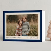 "Ribbon Frame" - Holiday Cards in Navy by Carolyn MacLaren - Folded Card