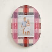 "cozy checked plaid" - Holiday Cards in Cranberry by Carrie Moradi - Front