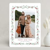 "Holly Leaves Border" - Holiday Cards in Mint by Cass Loh - Front