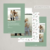 "Holly Leaves Border" - Holiday Cards in Mint by Cass Loh - Back of Card Options
