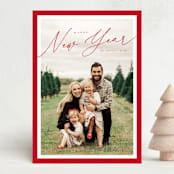 "Borders" - Holiday Cards in Berry by Kelly Schmidt - Front