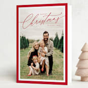 "Borders" - Holiday Cards in Berry by Kelly Schmidt - Folded Card