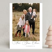 "Uptown Script" - Holiday Cards in Tuxedo by Carolyn MacLaren - Front
