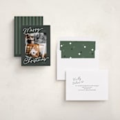 "Scripted Trio" - Holiday Cards in Evergreen by Pixel and Hank - Assembled