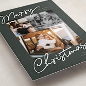 "Scripted Trio" - Holiday Cards in Evergreen by Pixel and Hank - Detail