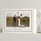 "Elegant Bow Holiday" - Holiday Cards in Evergreen by Chelsea Petaja - Folded Card