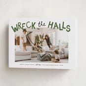 "wreck the halls with boughs of jolly" - Holiday Cards in Tree Farm by Kamala Nahas - Folded Card