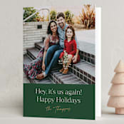 "Us Again" - Holiday Cards in Pine by Robert and Stella - Folded Card