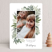 "Crimson Holiday" - Holiday Cards in Moss by Kimberly Morgan - Front