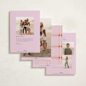 "Plaid Squared" - Holiday Cards in Strawberry by Inkblot Design - Back of Card Options