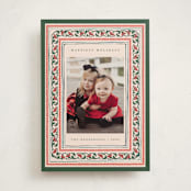 "Festive Block Print" - Holiday Cards in Caramel by Teju Reval - Front